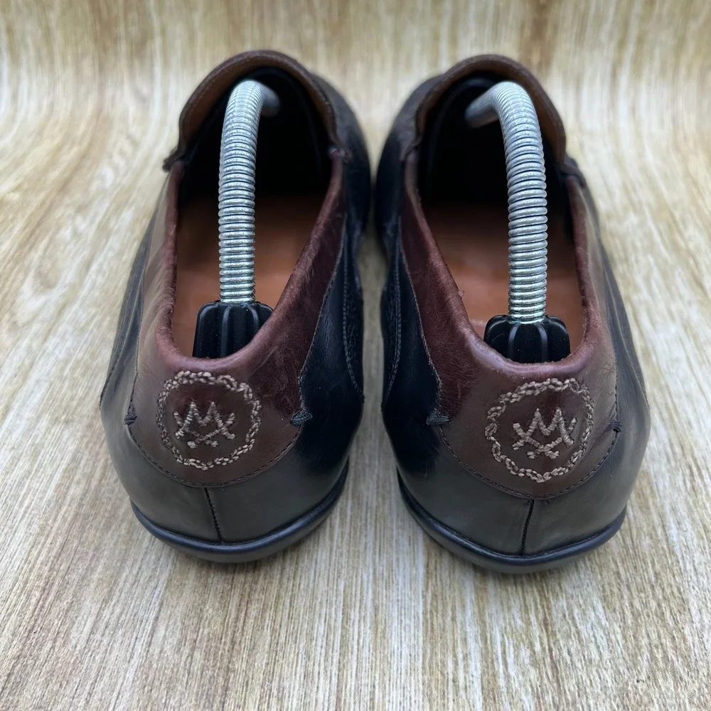Mezlan Lalo Loafers Men's Size 10 Dark Brown Black Woven Pebbled Leather 6881